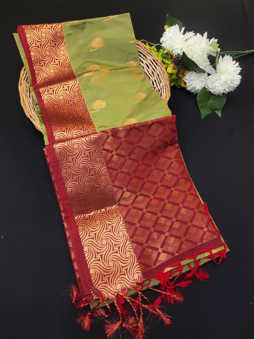 Semi Pure Art Silk Saree with elegant zari work for wedding wear
