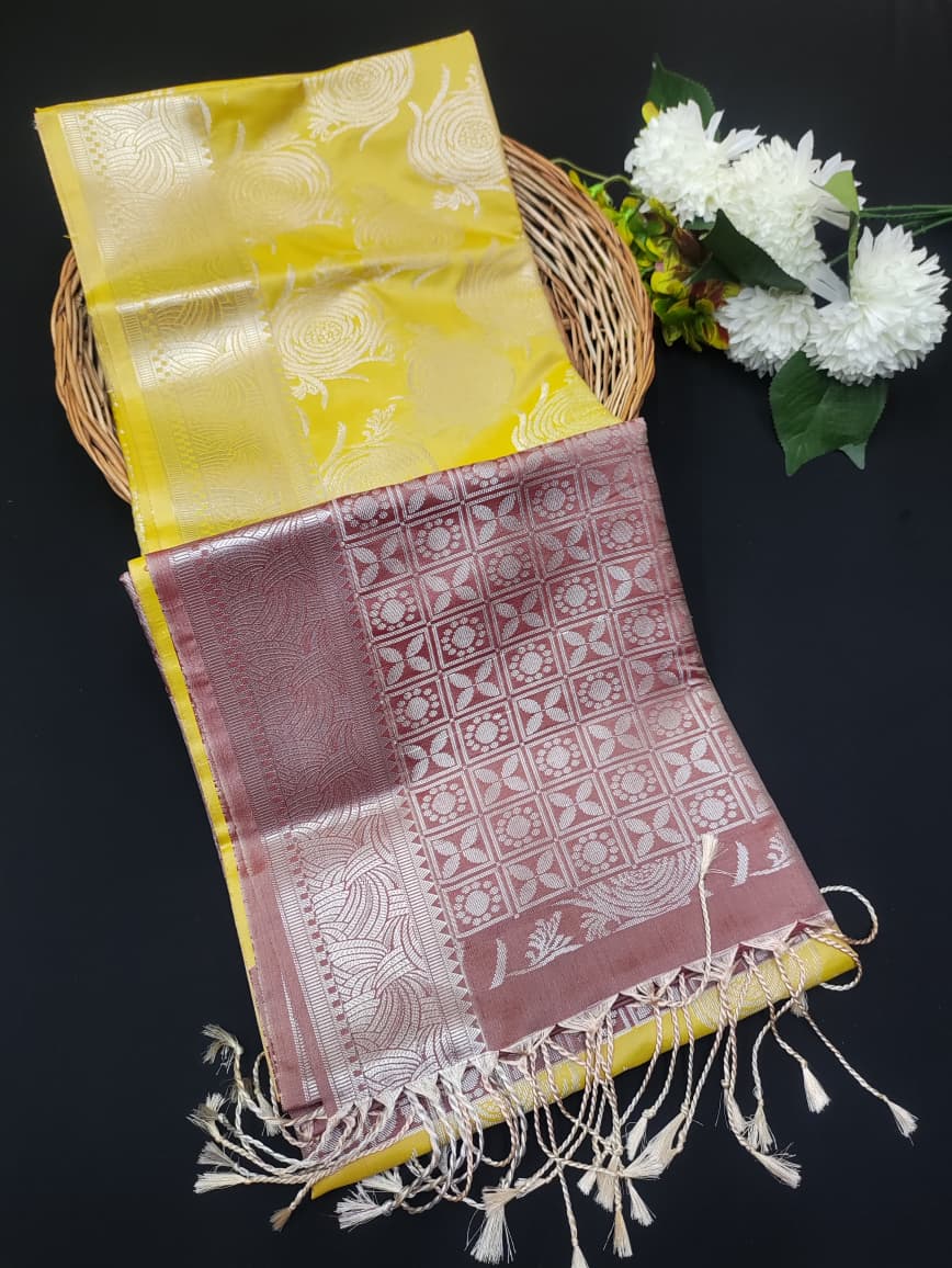 Semi Pure Art Silk Saree with elegant zari work for wedding wear
