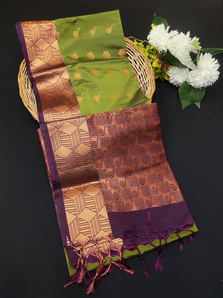 Semi Pure Art Silk Saree with elegant zari work for wedding wear