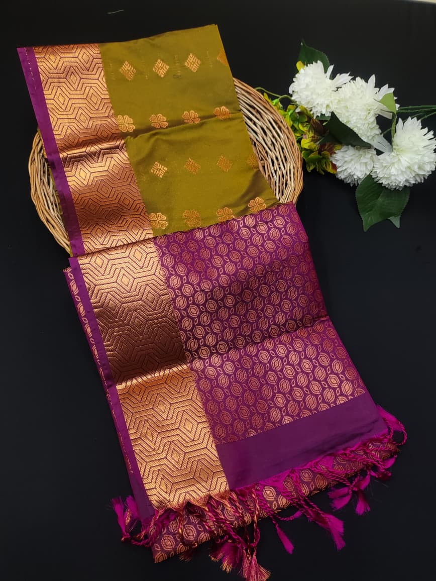 Semi Pure Art Silk Saree with elegant zari work for wedding wear