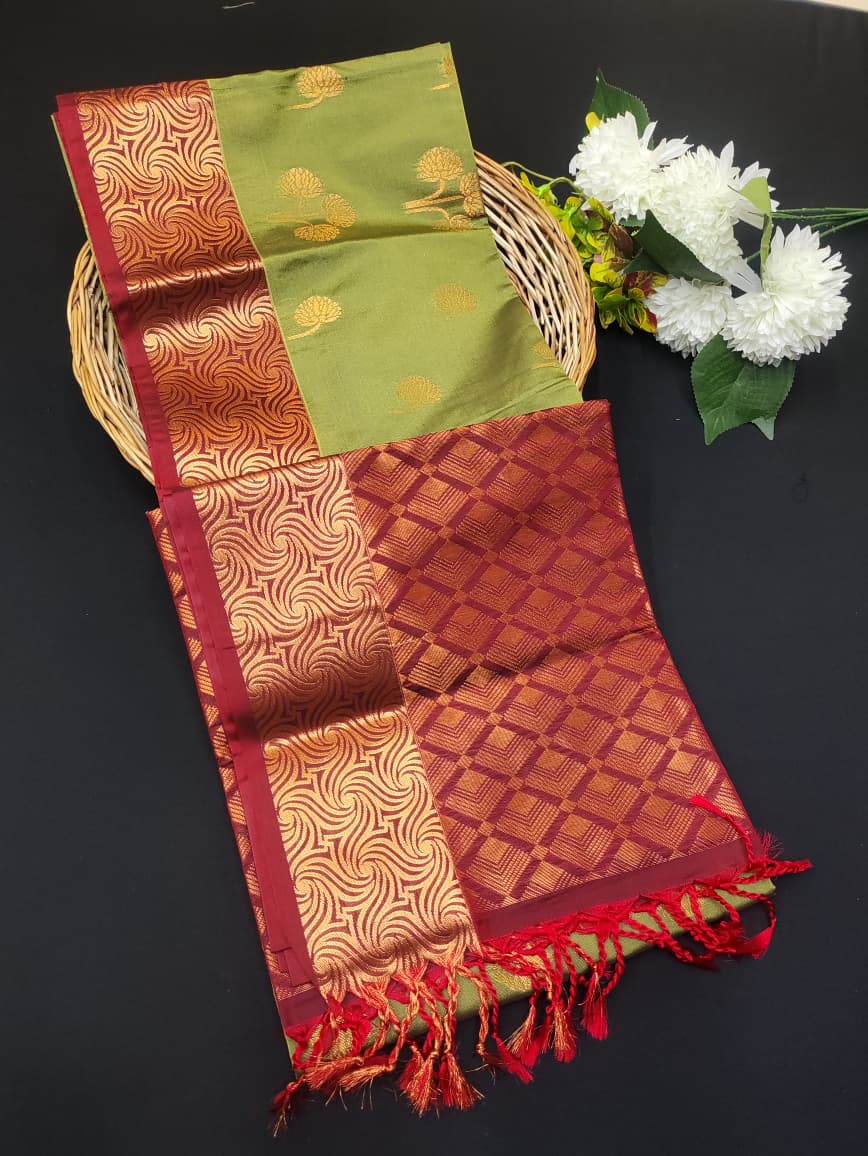 Semi Pure Art Silk Saree with elegant zari work for wedding wear