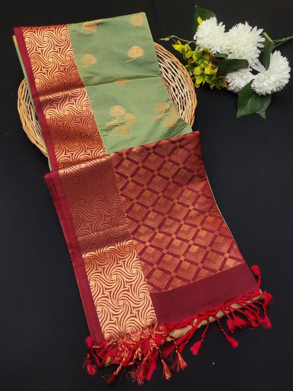 Semi Pure Art Silk Saree with elegant zari work for wedding wear