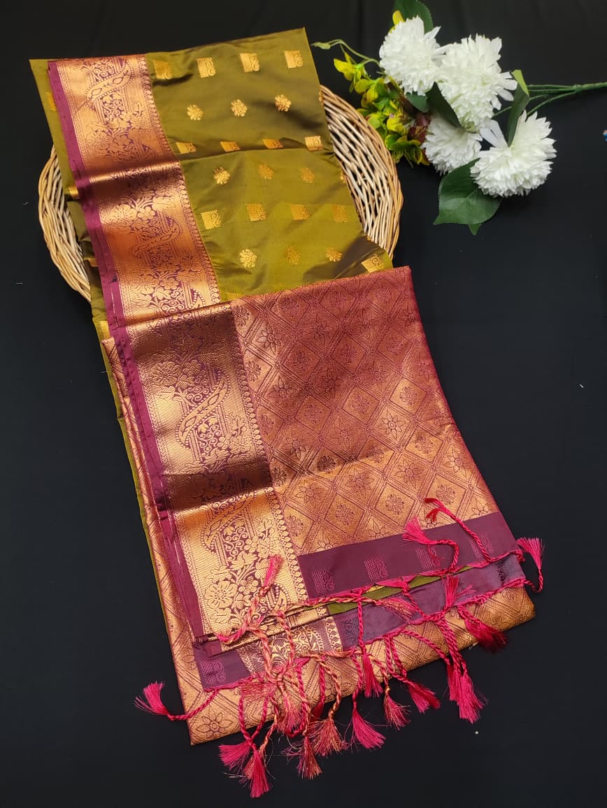 Semi Pure Art Silk Saree with elegant zari work for wedding wear