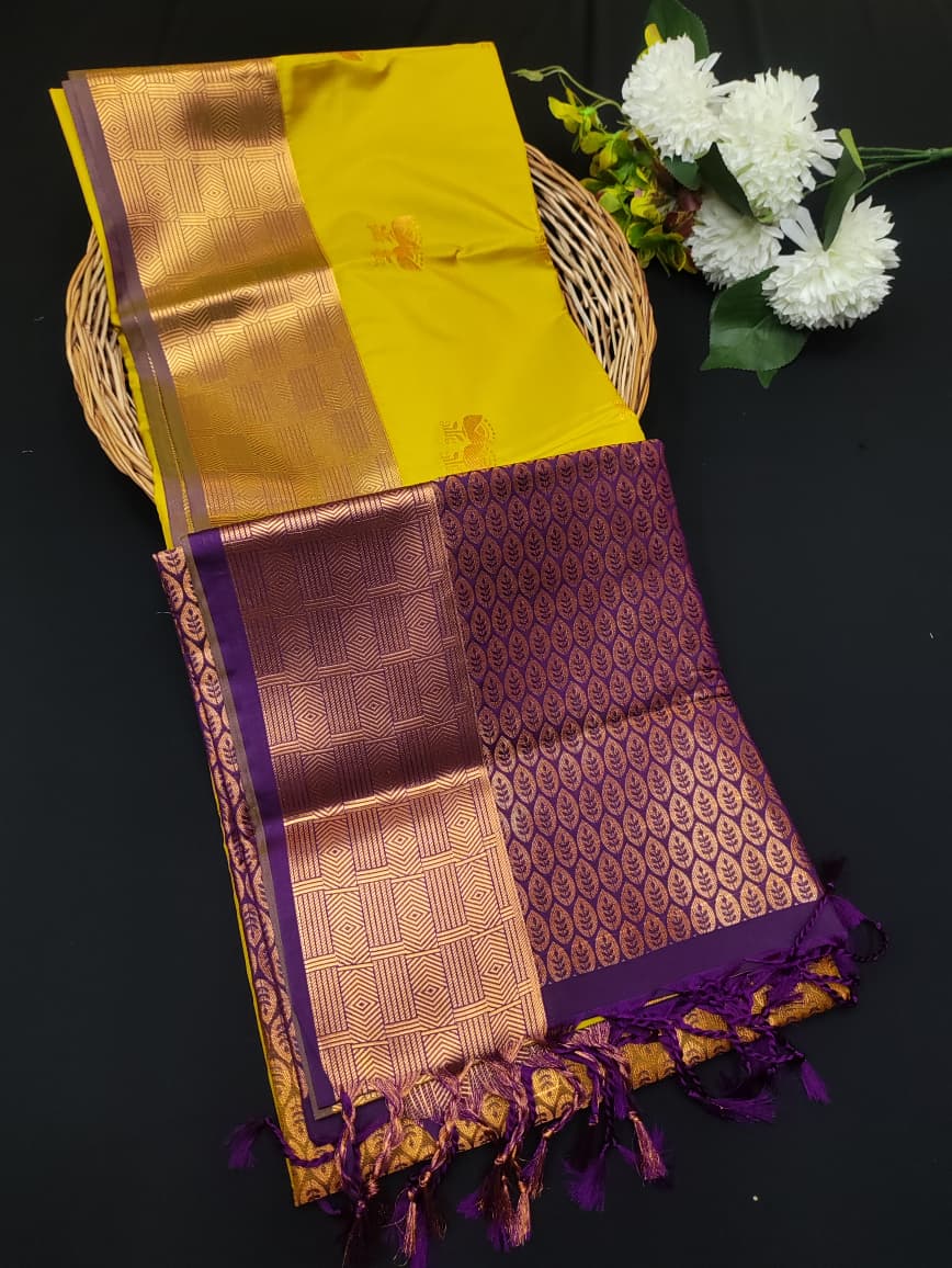 Semi Pure Art Silk Saree with elegant zari work for wedding wear
