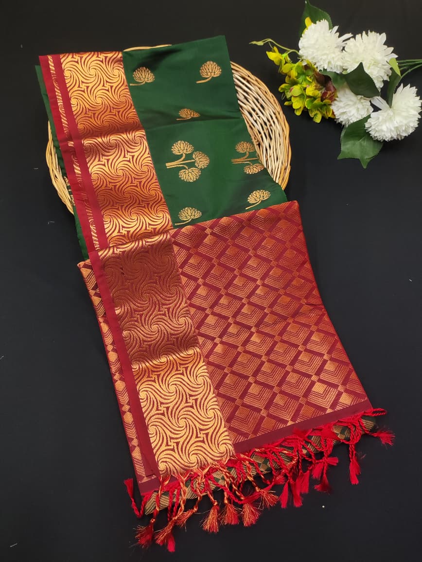 Semi Pure Art Silk Saree with elegant zari work for wedding wear