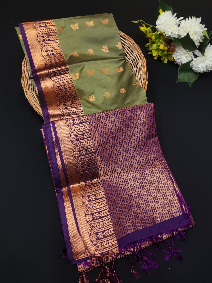 Semi Pure Art Silk Saree with elegant zari work for wedding wear