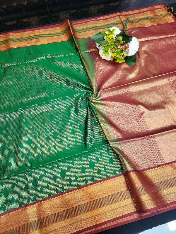 Semi Silk Saree with elegant zari work for wedding wear women