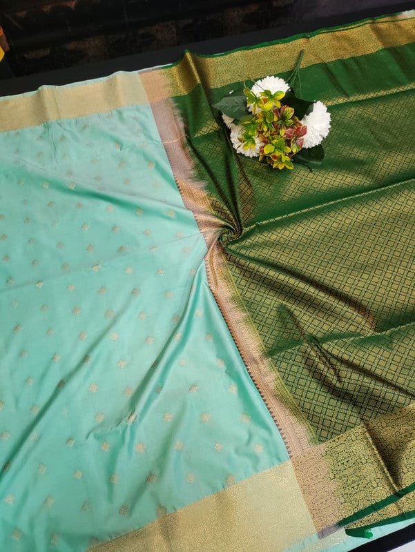 Semi Silk Saree with elegant zari work for wedding wear women