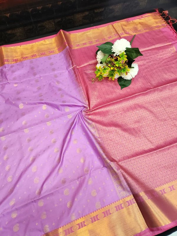 Semi Silk Saree with elegant zari work for wedding wear women