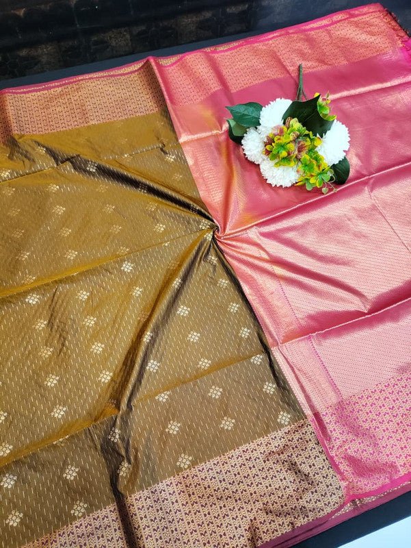 Semi Silk Saree with elegant zari work for wedding wear women