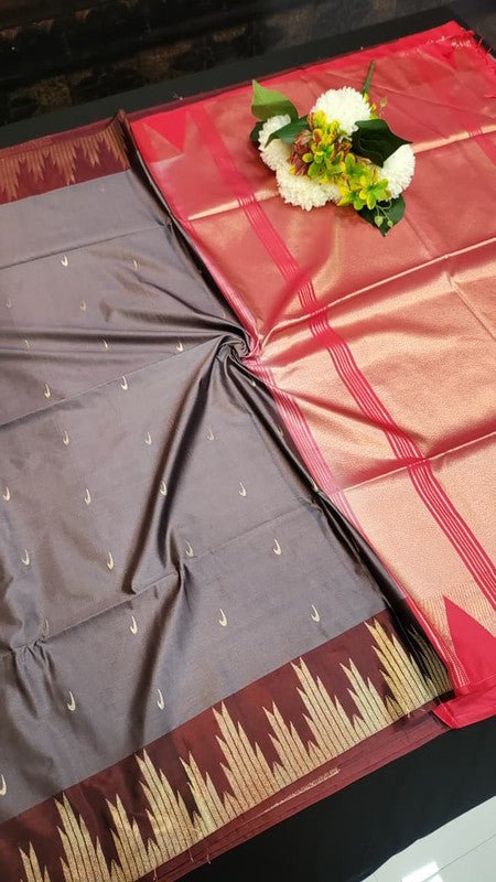 Semi Silk Saree with elegant zari work for wedding wear women