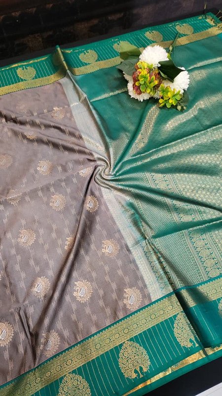 Semi Silk Saree with elegant zari work for wedding wear women