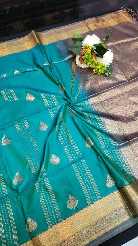 Semi Silk Saree with elegant zari work for wedding wear women