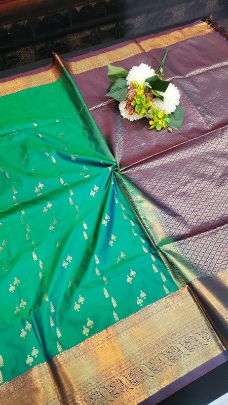 Semi Silk Saree with elegant zari work for wedding wear women