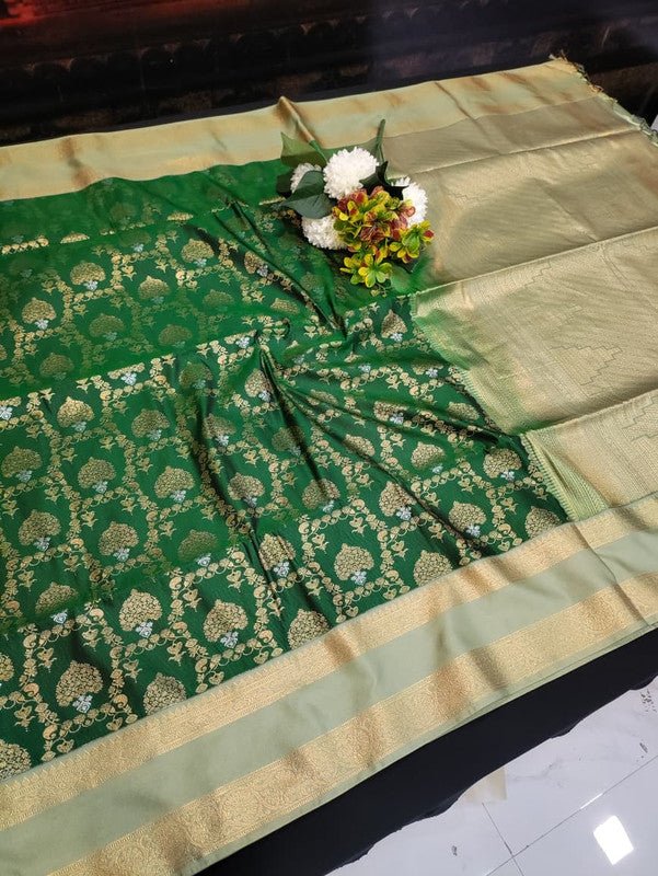 Semi Silk Saree with elegant zari work for wedding wear women