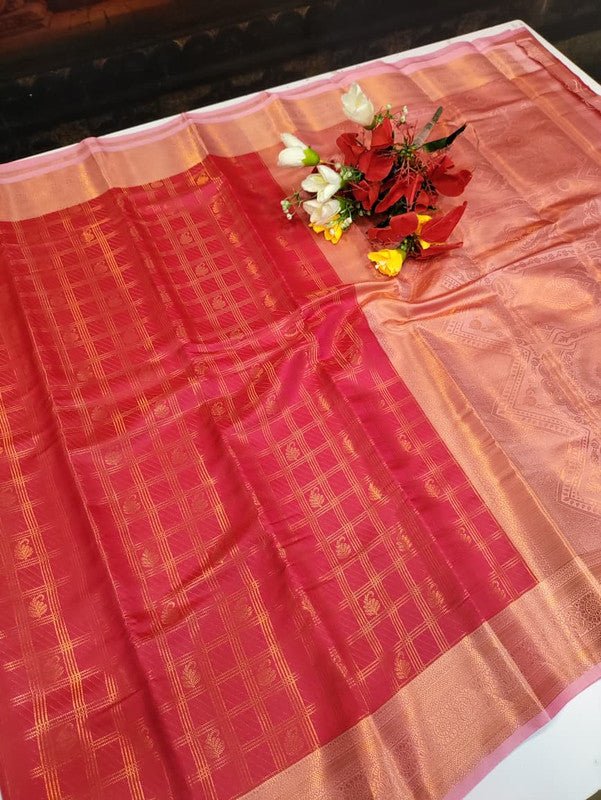 Shalini Checked Saree SHC02 - Sri Sakthi Pugazh Tex - Soft Silk