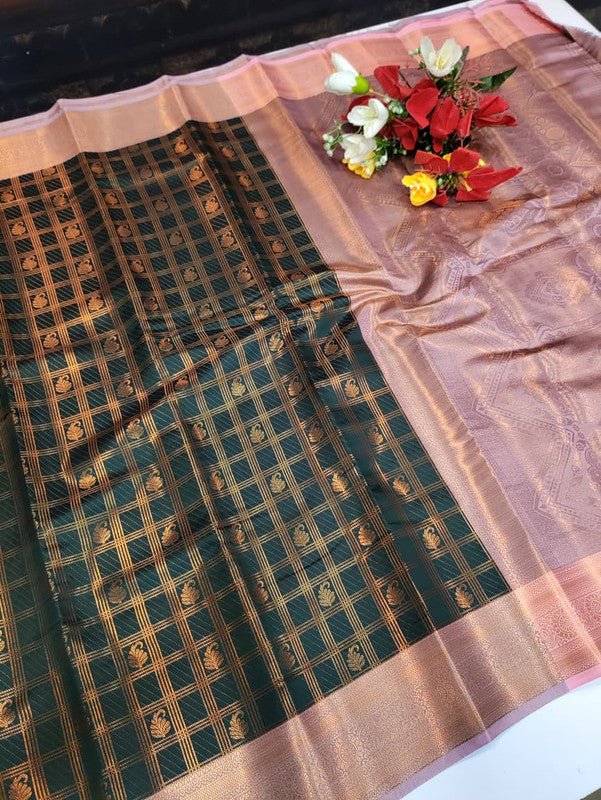 Shalini Checked Saree SHC04 - Sri Sakthi Pugazh Tex - Soft Silk
