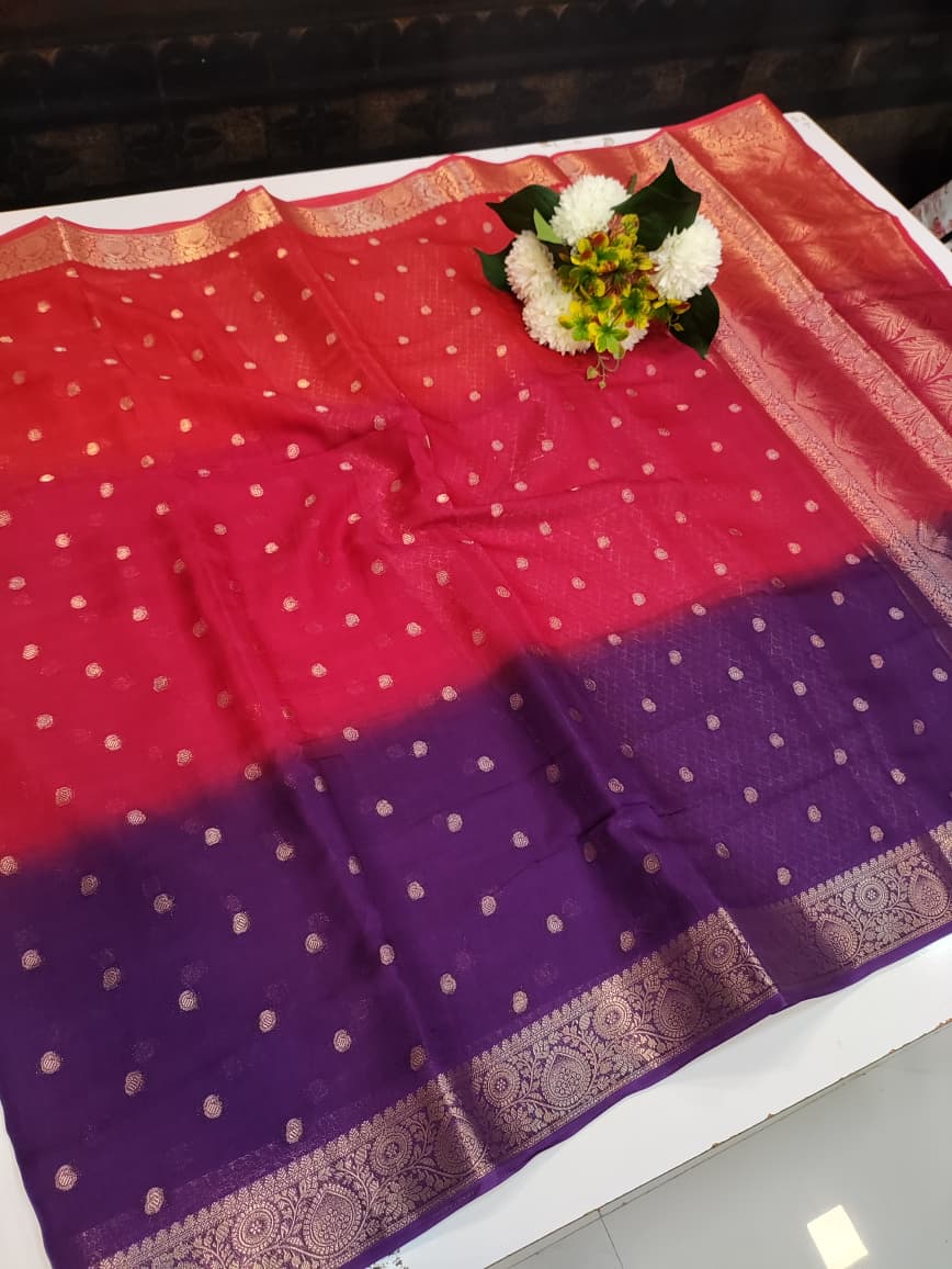 Siddharth Half & Half Silk Saree with elegant zari work for weddings