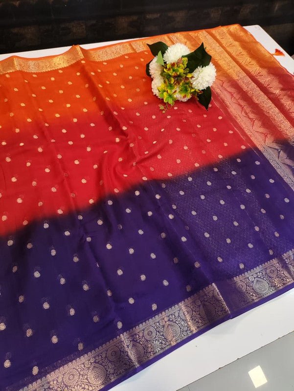 Siddharth Half & Half Silk Saree with elegant zari work for weddings
