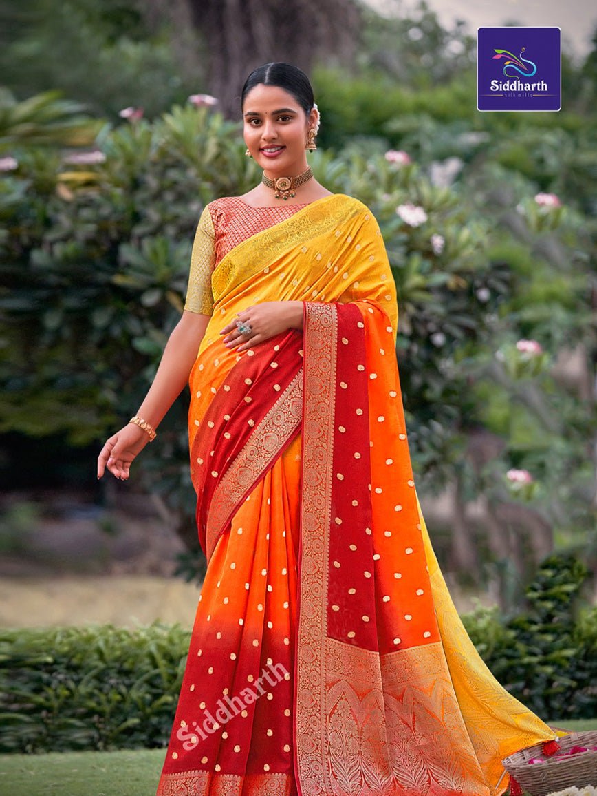 Siddharth Half & Half Silk Saree with elegant zari work for weddings