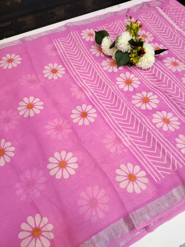 Soft Linen Saree | Printed Design | Take 5 Saree Each saree Rs.199/- SLP03 - Sri Sakthi Pugazh Tex - Linen