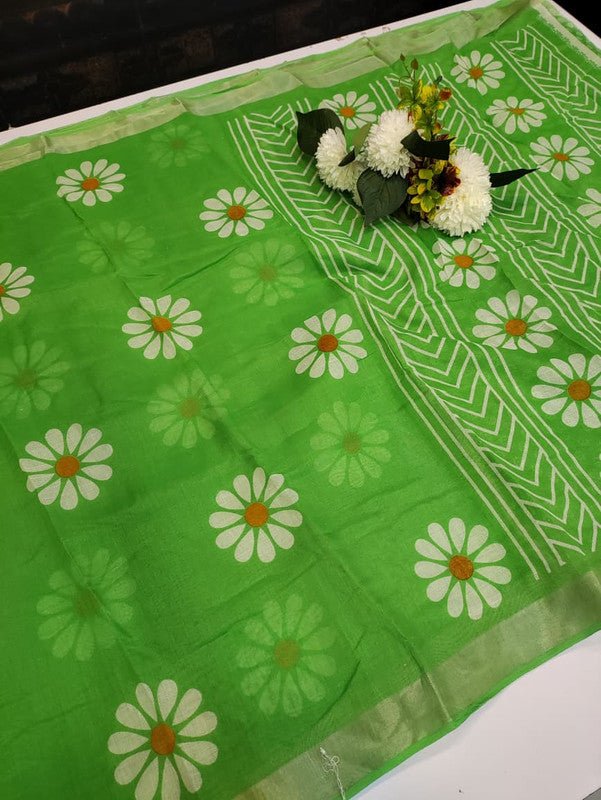 Soft Linen Saree | Printed Design | Take 5 Saree Each saree Rs.199/- SLP05 - Sri Sakthi Pugazh Tex - Linen