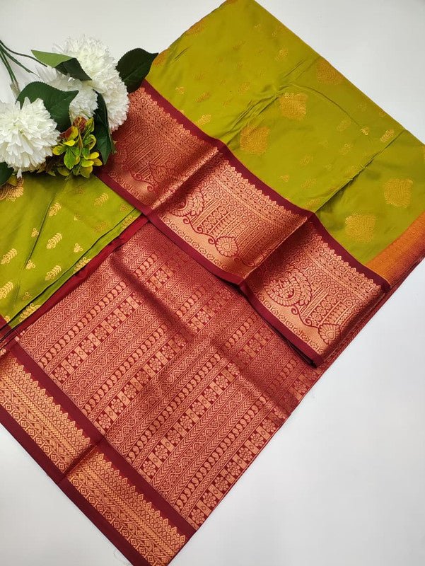 Sundari Semi Silk Saree with elegant zari work for wedding wear
