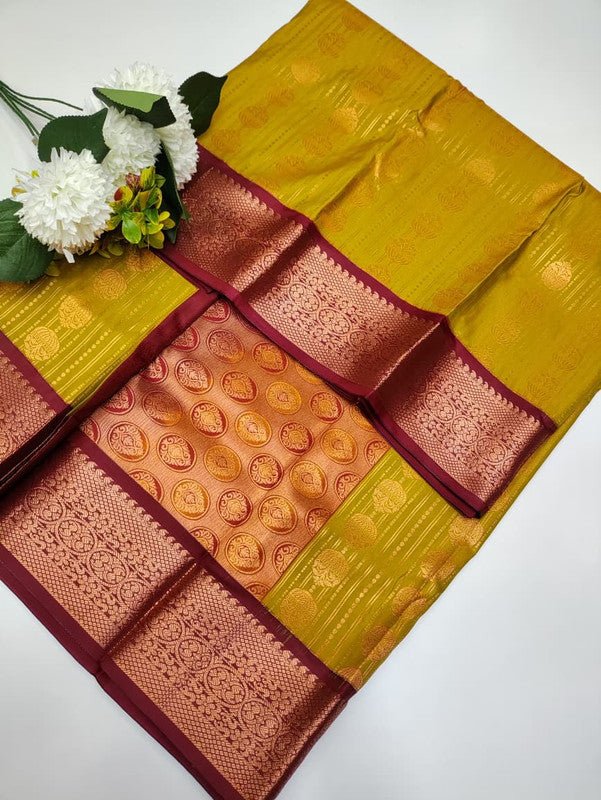 Sundari Semi Silk Saree with elegant zari work for wedding wear