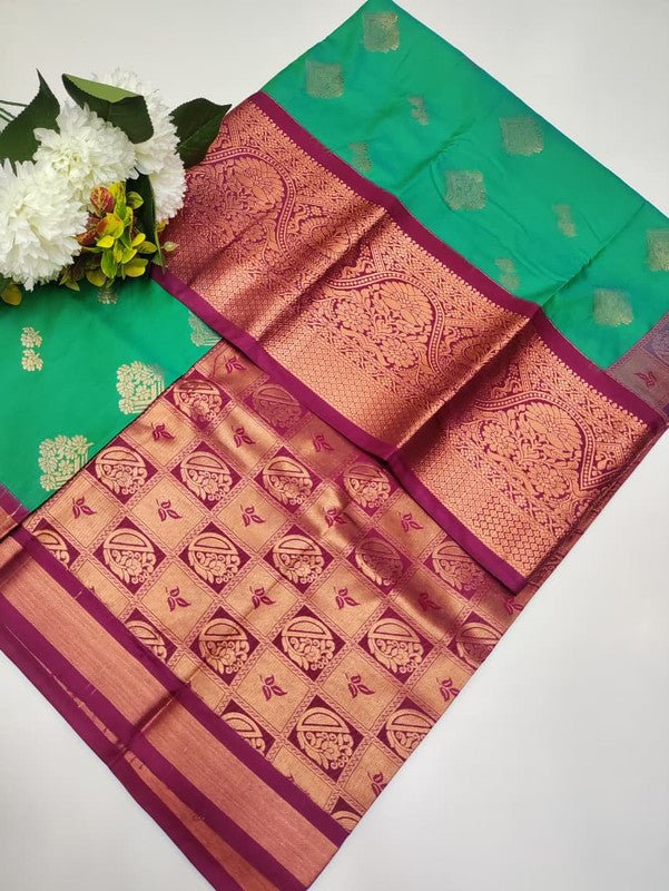 Sundari Semi Silk Saree with elegant zari work for wedding wear