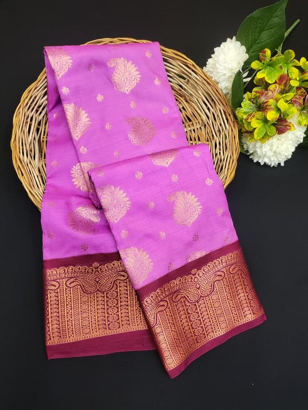 Sundari Semi Silk Saree with elegant zari work for wedding wear