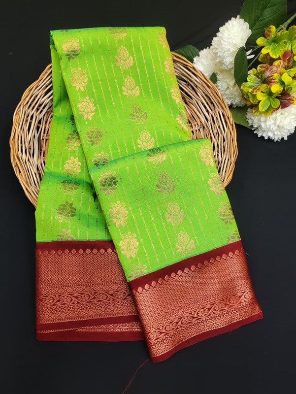 Sundari Semi Silk Saree with elegant zari work for wedding wear