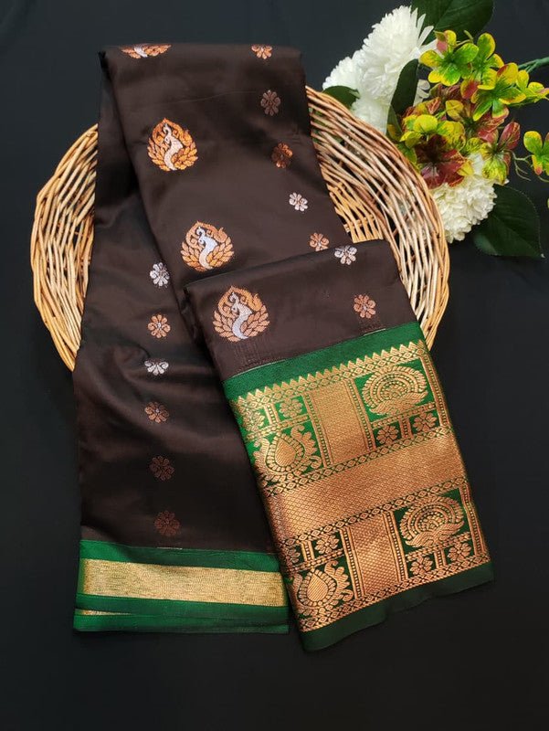 Sundari Semi Silk Saree with elegant zari work for wedding wear