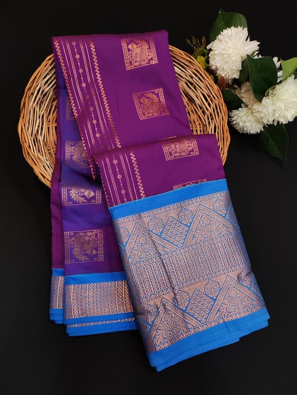 Sundari Semi Silk Saree with elegant zari work for wedding wear