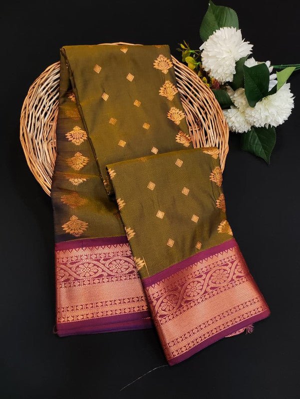 Sundari Semi Silk Saree with elegant zari work for wedding wear