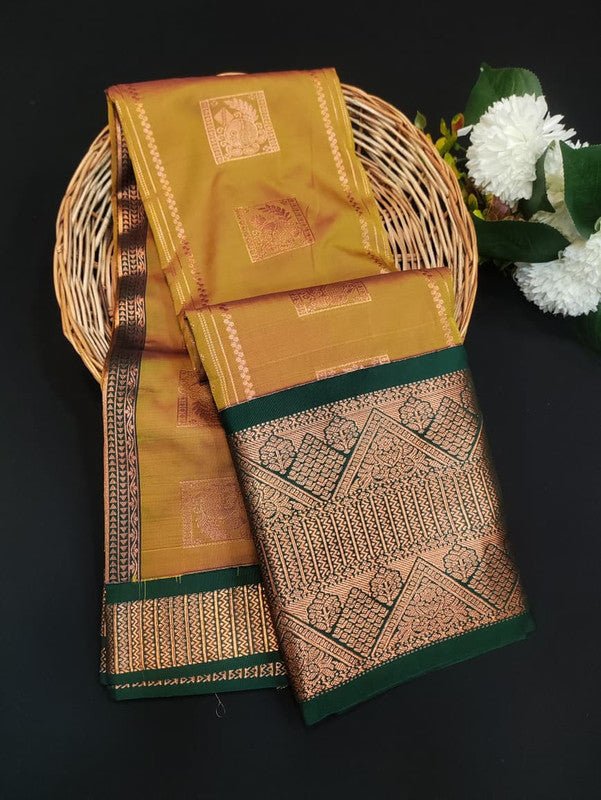 Sundari Semi Silk Saree with elegant zari work for wedding wear