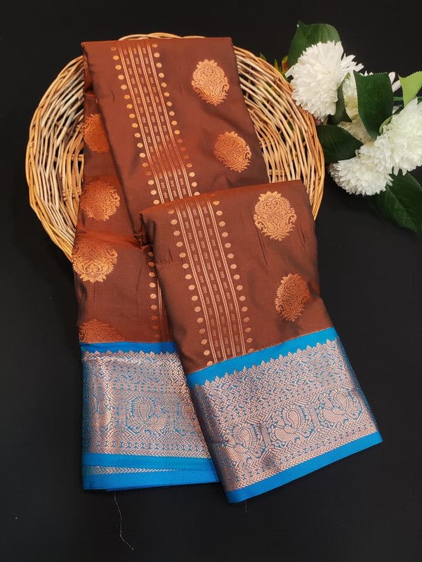 Sundari Semi Silk Saree with elegant zari work for wedding wear
