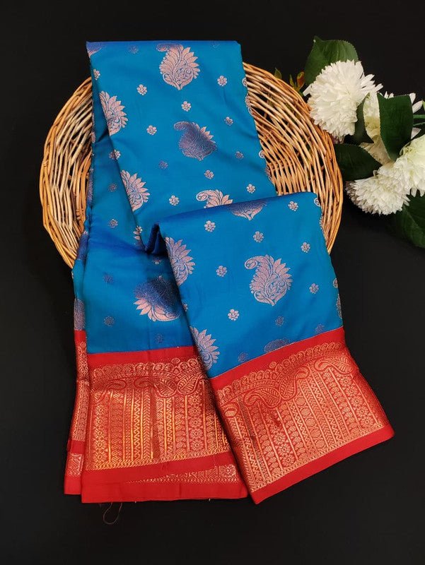 Sundari Semi Silk Saree with elegant zari work for wedding wear