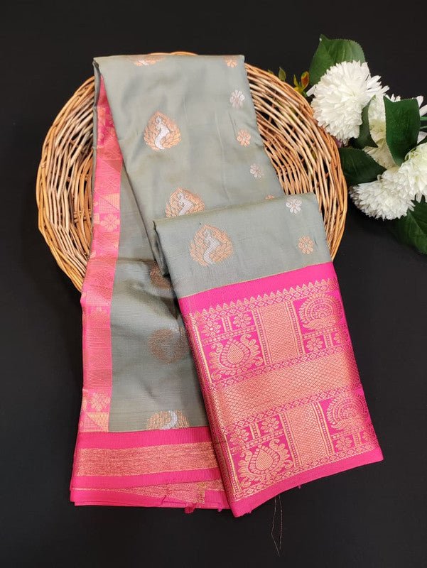 Sundari Semi Silk Saree with elegant zari work for wedding wear