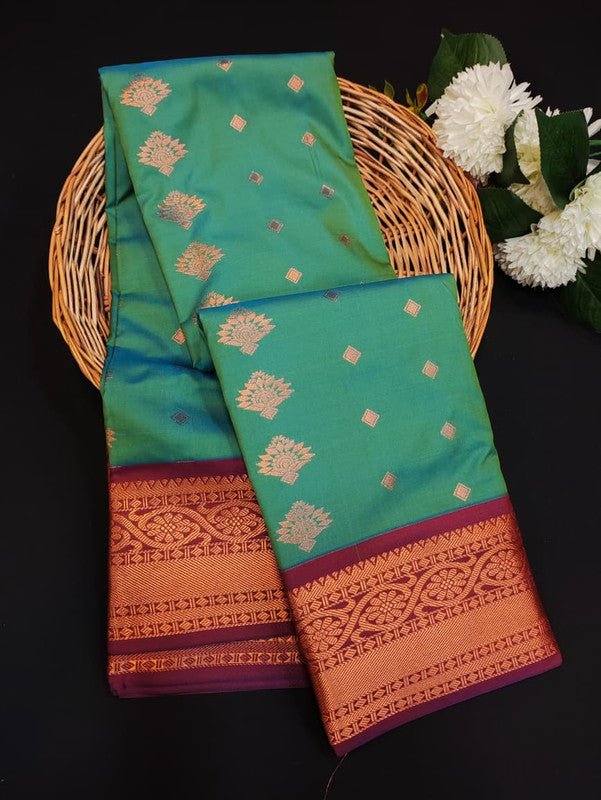 Sundari Semi Silk Saree with elegant zari work for wedding wear