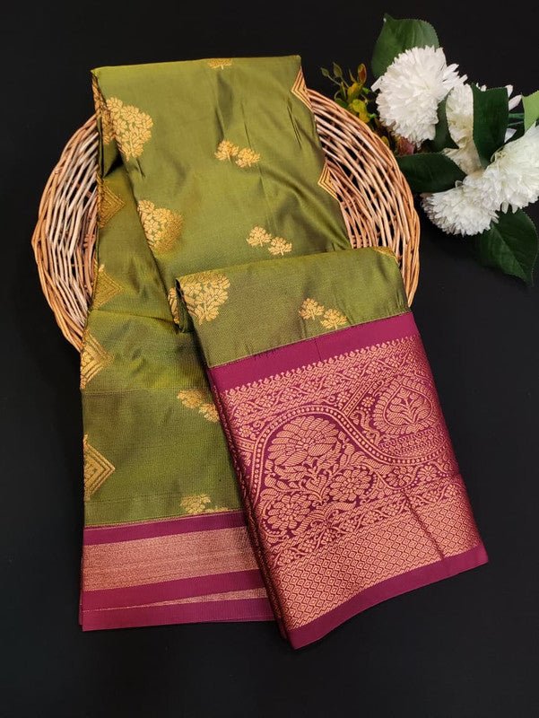 Sundari Semi Silk Saree with elegant zari work for wedding wear
