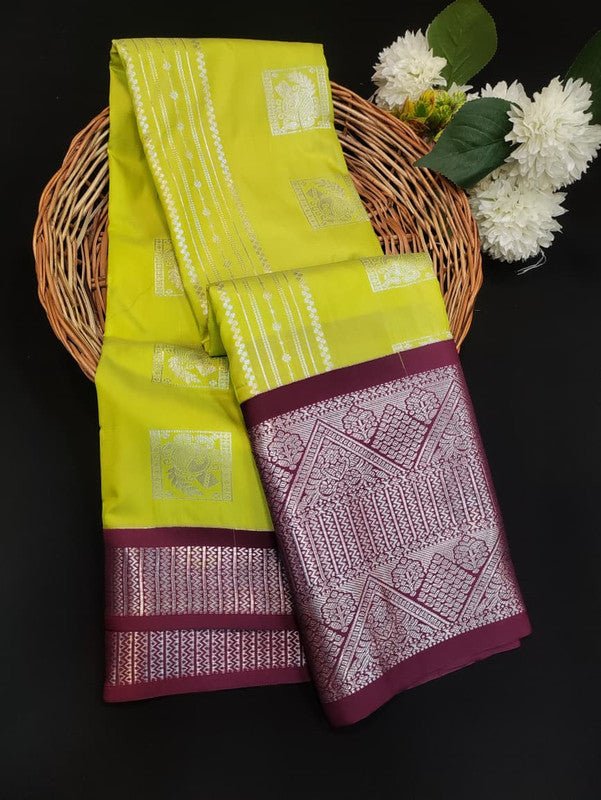 Sundari Semi Silk Saree with elegant zari work for wedding wear