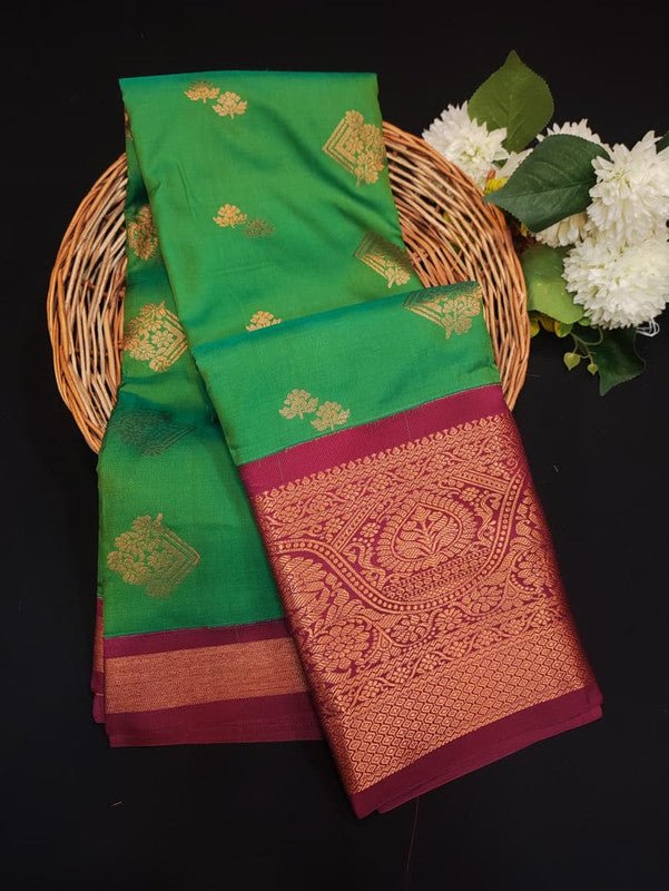 Sundari Semi Silk Saree with elegant zari work for wedding wear