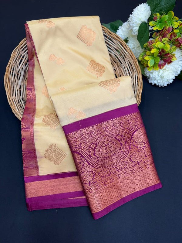 Sundari Semi Silk Saree with elegant zari work for wedding wear