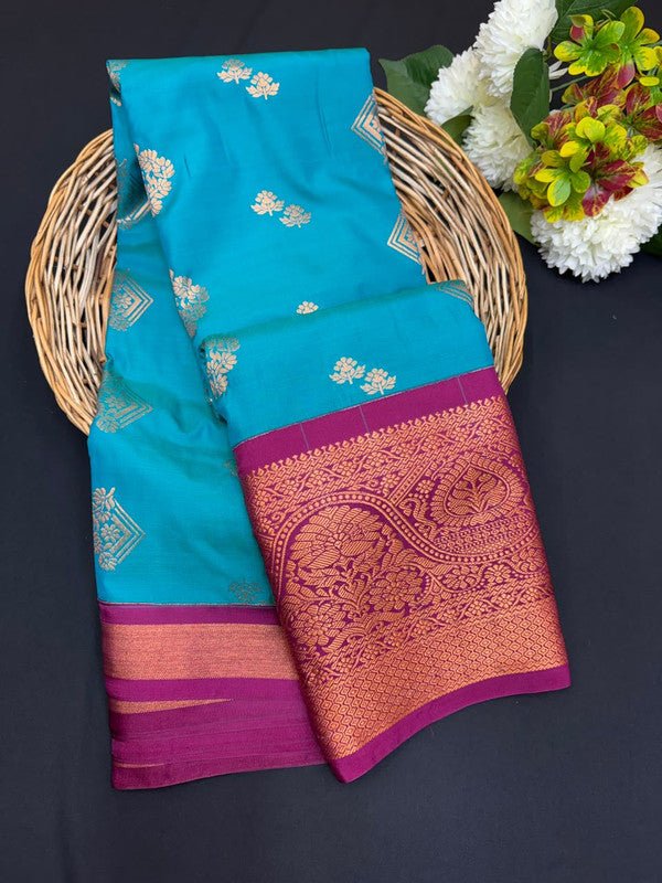 Sundari Semi Silk Saree with elegant zari work for wedding wear