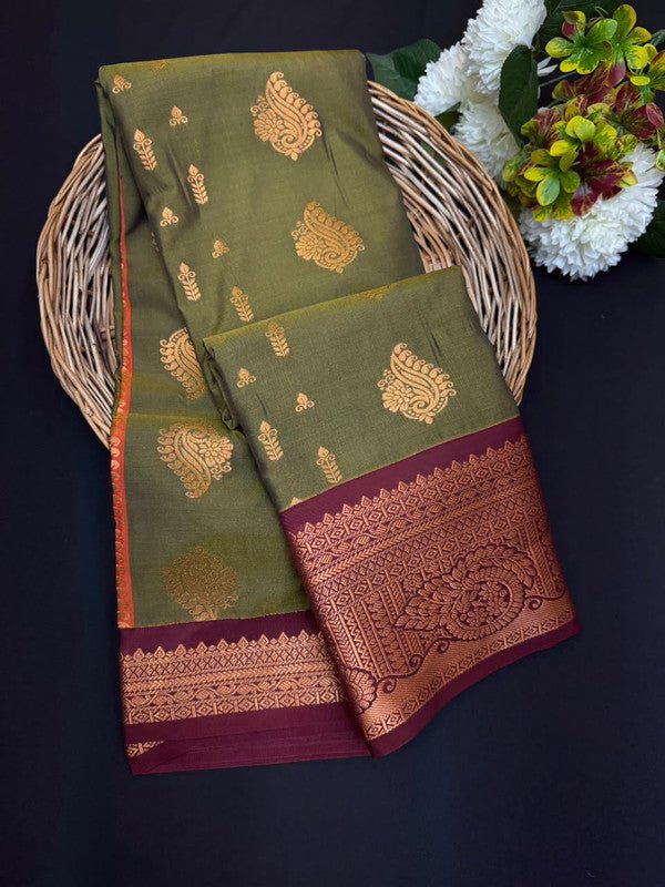 Sundari Semi Silk Saree with elegant zari work for wedding wear