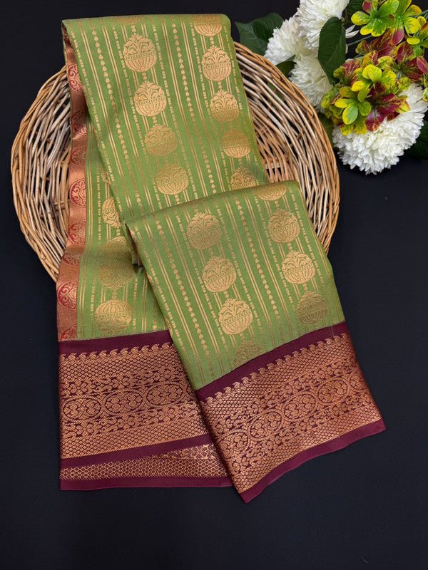 Sundari Semi Silk Saree with elegant zari work for wedding wear