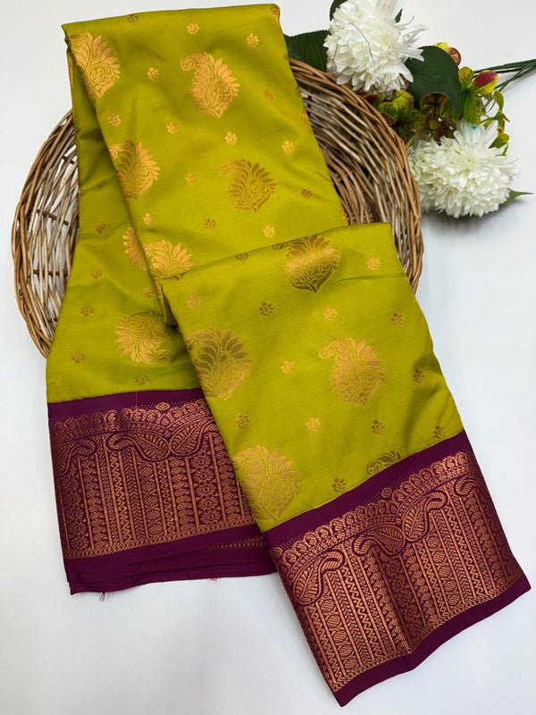 Sundari Semi Silk Saree with elegant zari work for wedding wear
