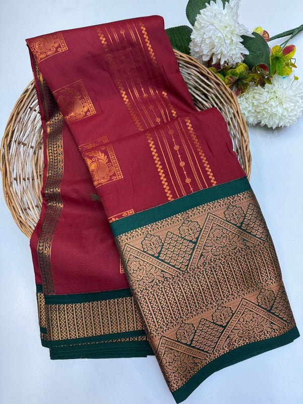 Sundari Semi Silk Saree with elegant zari work for wedding wear