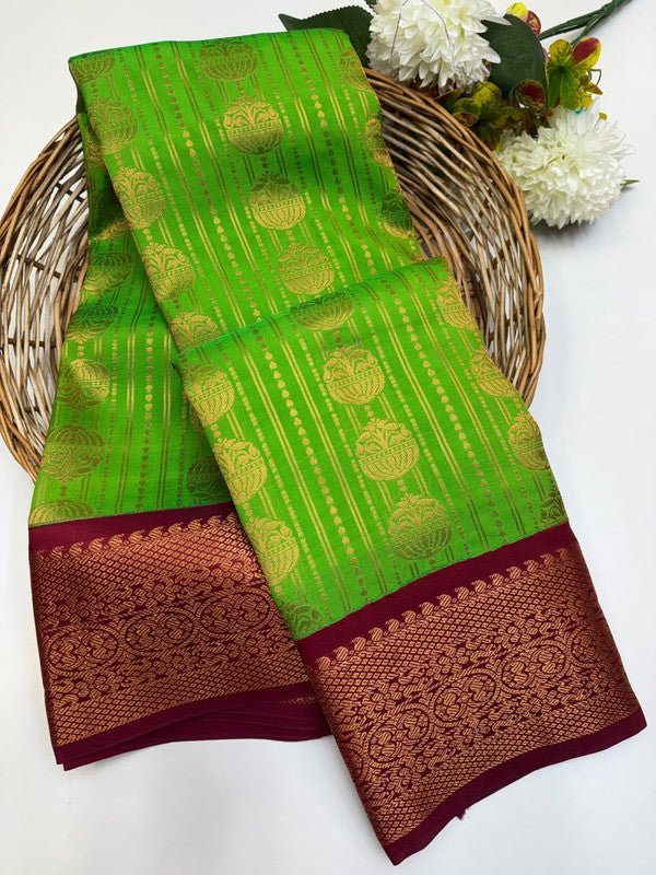 Sundari Semi Silk Saree with elegant zari work for wedding wear