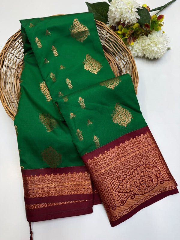 Sundari Semi Silk Saree with elegant zari work for wedding wear